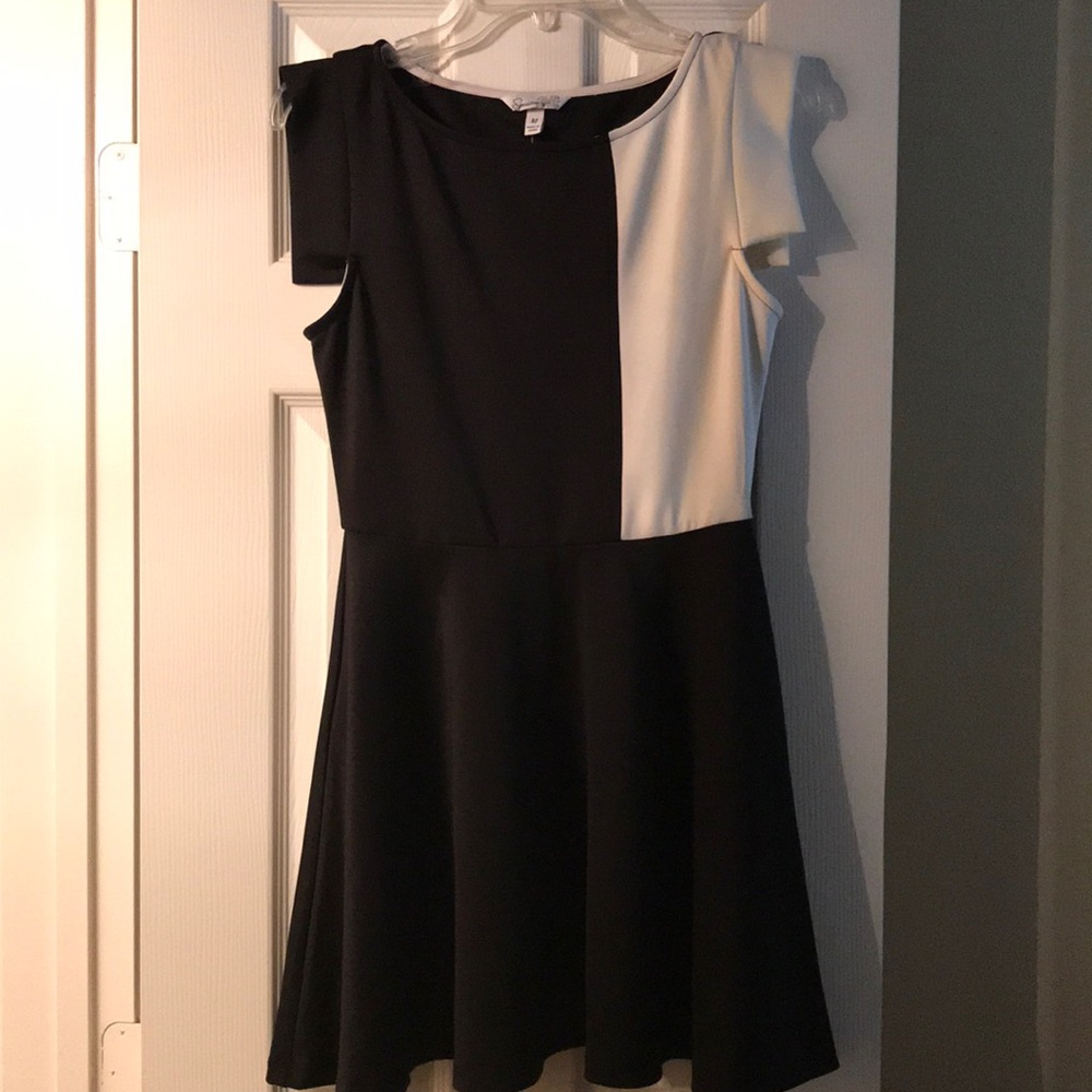 black and white color block dress